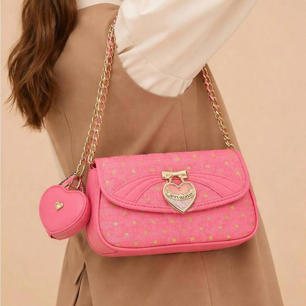 NEW JUICY COUTURE women's heart-embellished bag in pink